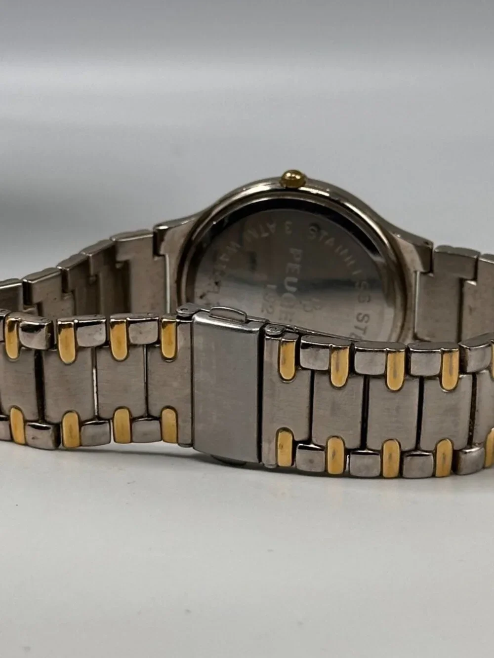Peugeot Watch Mens Silver Gold Two Tone Date Window 32MM New Battery 8